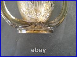 Vases Art Deco Verre Presse Moule Fume Les Campanules Verlys France Rare Paire