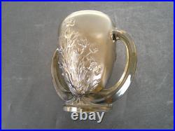 Vases Art Deco Verre Presse Moule Fume Les Campanules Verlys France Rare Paire