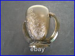 Vases Art Deco Verre Presse Moule Fume Les Campanules Verlys France Rare Paire