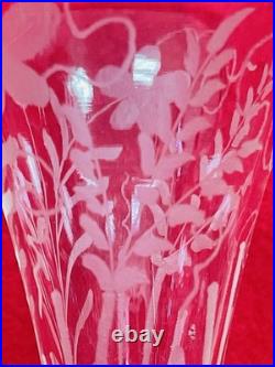 Vases Cornets en Cristal Gravé sur Monture en Bronze XIX ème Art Nouveau