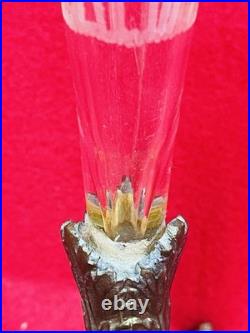 Vases Cornets en Cristal Gravé sur Monture en Bronze XIX ème Art Nouveau