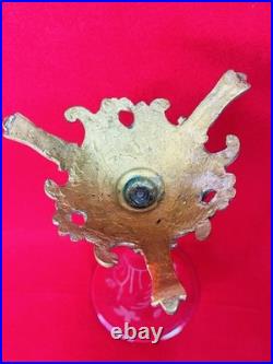 Vases Cornets en Cristal Gravé sur Monture en Bronze XIX ème Art Nouveau