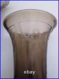 Veramé Metz Paire vase art deco décor dégagé a l'acide Hauteur 28,5 cms TBE