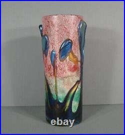 Verrerie Contemporaine Grand Vase Signé Michèle Luzoro Maître Verrier Biot