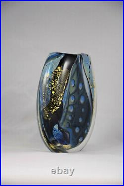 Verrerie d'Allex, Eric Laurent vase en verre bleu vintage