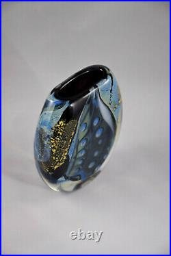 Verrerie d'Allex, Eric Laurent vase en verre bleu vintage