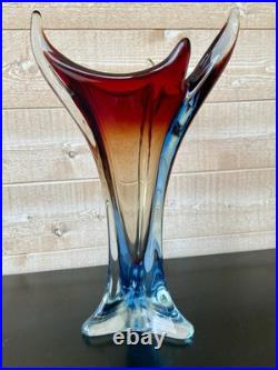Vintage Grand Vase Ancien Verre de Murano Forme Organique Années 60