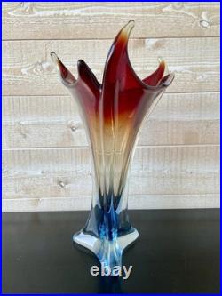 Vintage Grand Vase Ancien Verre de Murano Forme Organique Années 60