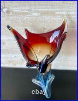 Vintage Grand Vase Ancien Verre de Murano Forme Organique Années 60