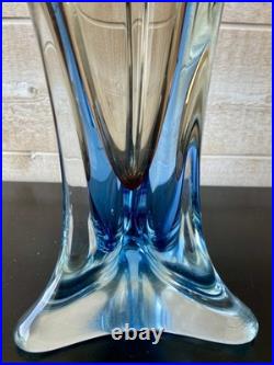Vintage Grand Vase Ancien Verre de Murano Forme Organique Années 60