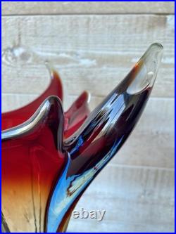 Vintage Grand Vase Ancien Verre de Murano Forme Organique Années 60