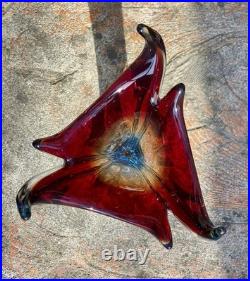 Vintage Grand Vase Ancien Verre de Murano Forme Organique Années 60